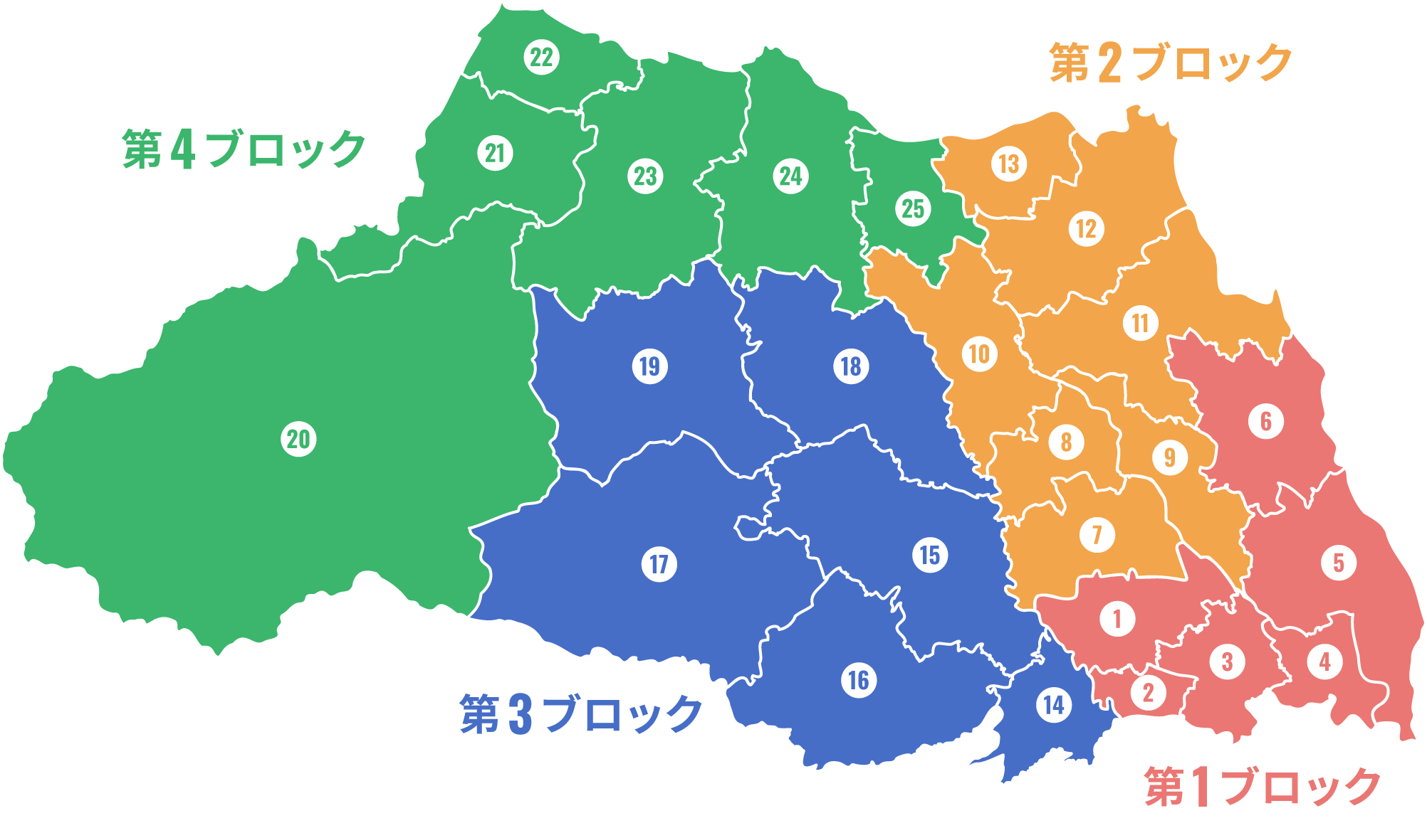 埼玉県内保護区更生市町村一覧の地図
